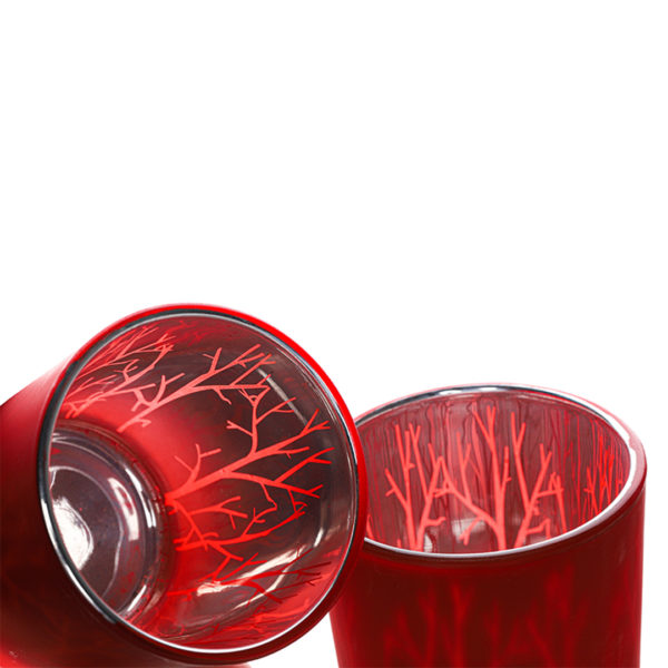 Red Printed Glass Candle Holder - Wiccan Online Shop
