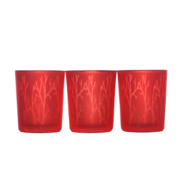 Red Printed Glass Candle Holder - Wiccan Online Shop